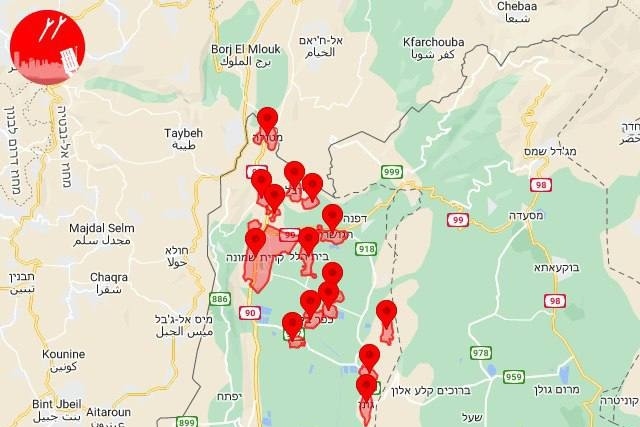 تصاویر جدید از حمله موشکی گسترده از جنوب لبنان به اراضی اشغالی + فیلم