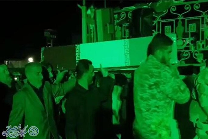 تقارن تشییع شهید خوشنام با آیین تعزیه شهادت حضرت زهرا(س) در امره ساری